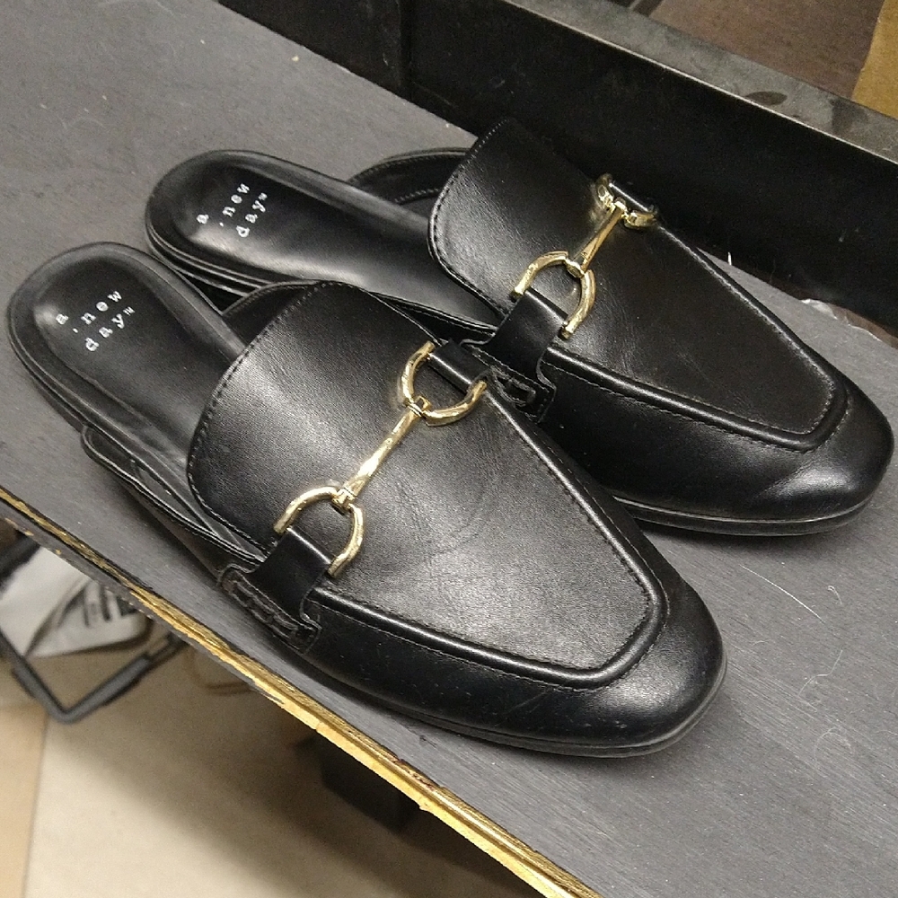 A New Day Black Mule Flats Size 7.5